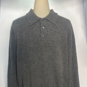 Two-ply Cashmere Stylish Grey three-button Grant Thomas sweater